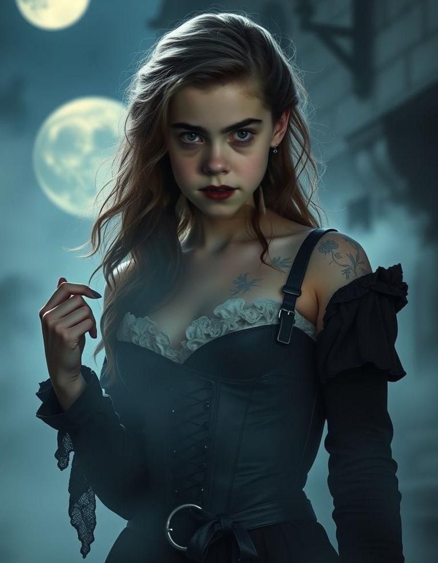 Gothic Vampire Adventuress: A Cinematic Portrait