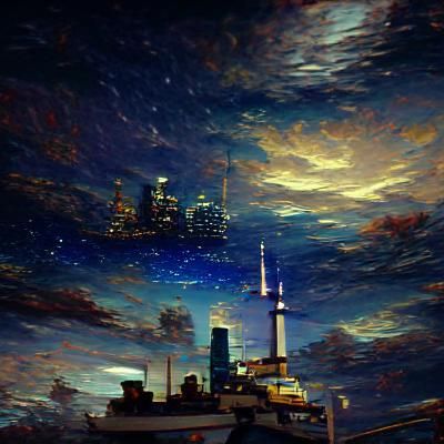 Toronto at Night: Oil Painting Style