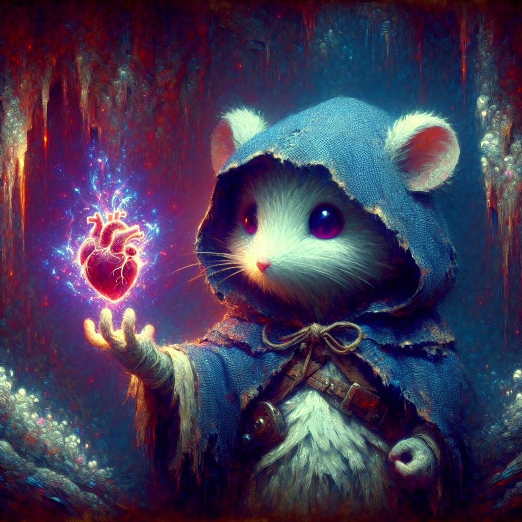 A small, white, mouse-like humanoid street merchant is depicted. This character is incredibly cute, and covered in fur. ...