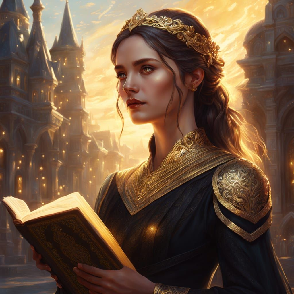 Fantasy Portrait with Golden Light in Rutkowski Style