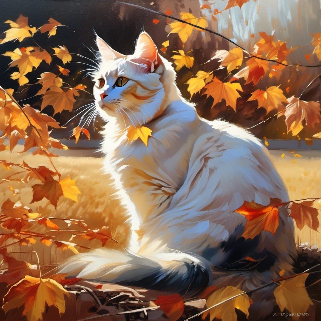 Cat in Autumn Sun: Romantic Academia Aesthetic