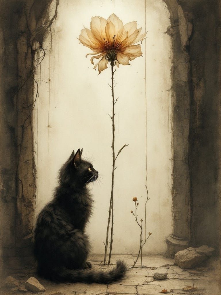 Gothic Cathedral of Dust with Adorable Cat