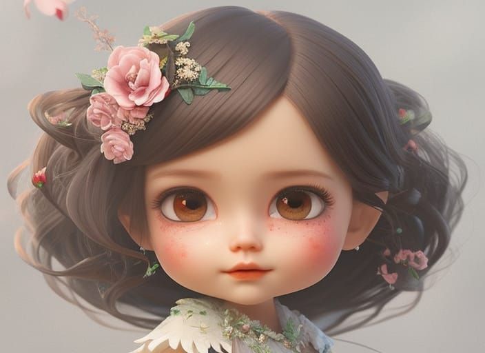 Little Girl in Fairy Tale Watercolor Illustration