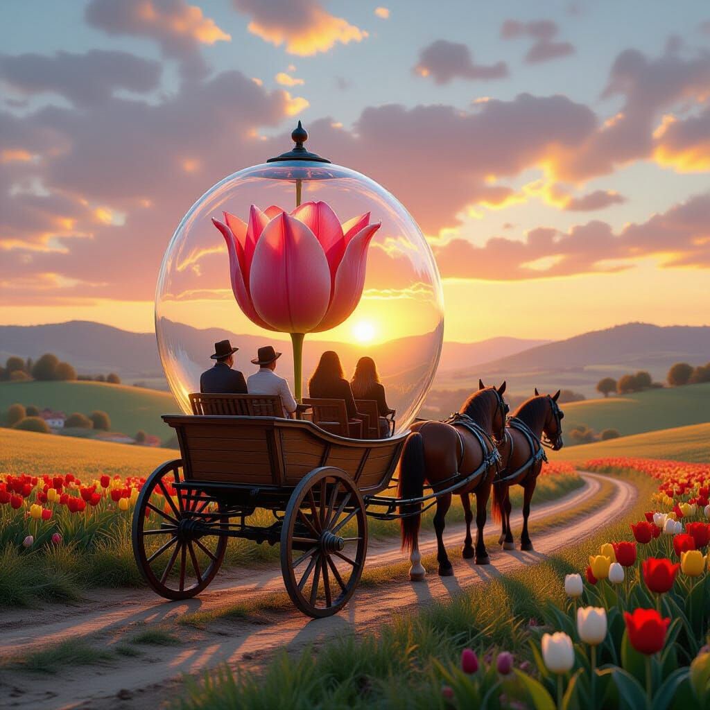 Miniature Sunset Carriage in Surreal Lowbrow Style
