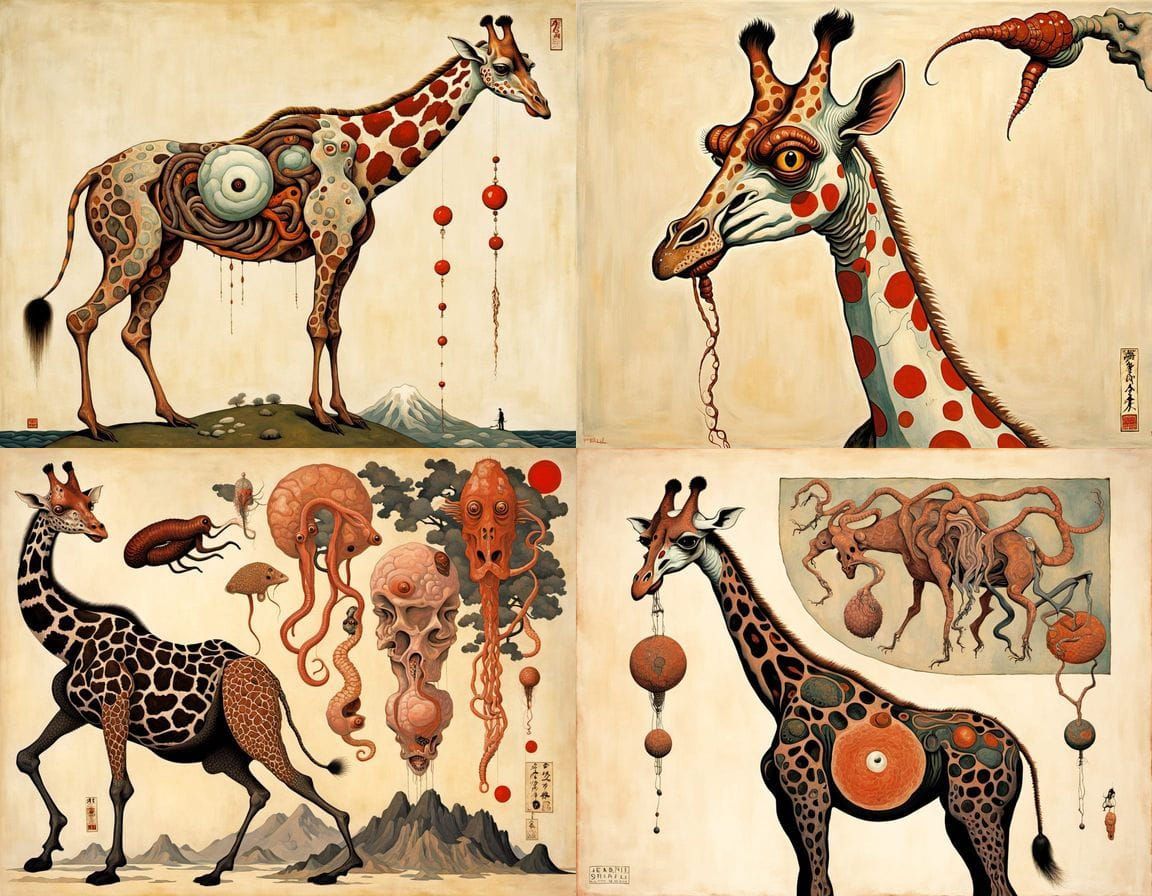 Mythical Hybrid Creature in Ukiyo-e Style