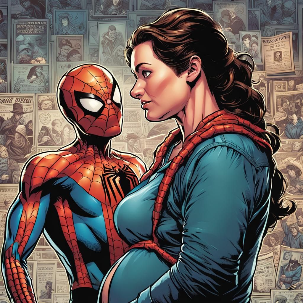 Pregnant Doppelganger Spider-Man: Comic Book Art