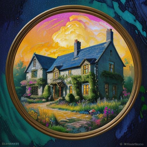 Alien in Garden: Impressionist Impasto Gouache Masterpiece