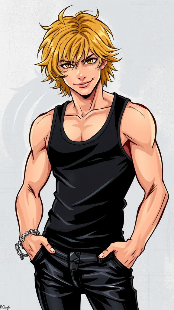 Vibrant Blond Boy in Graphic Novel Style