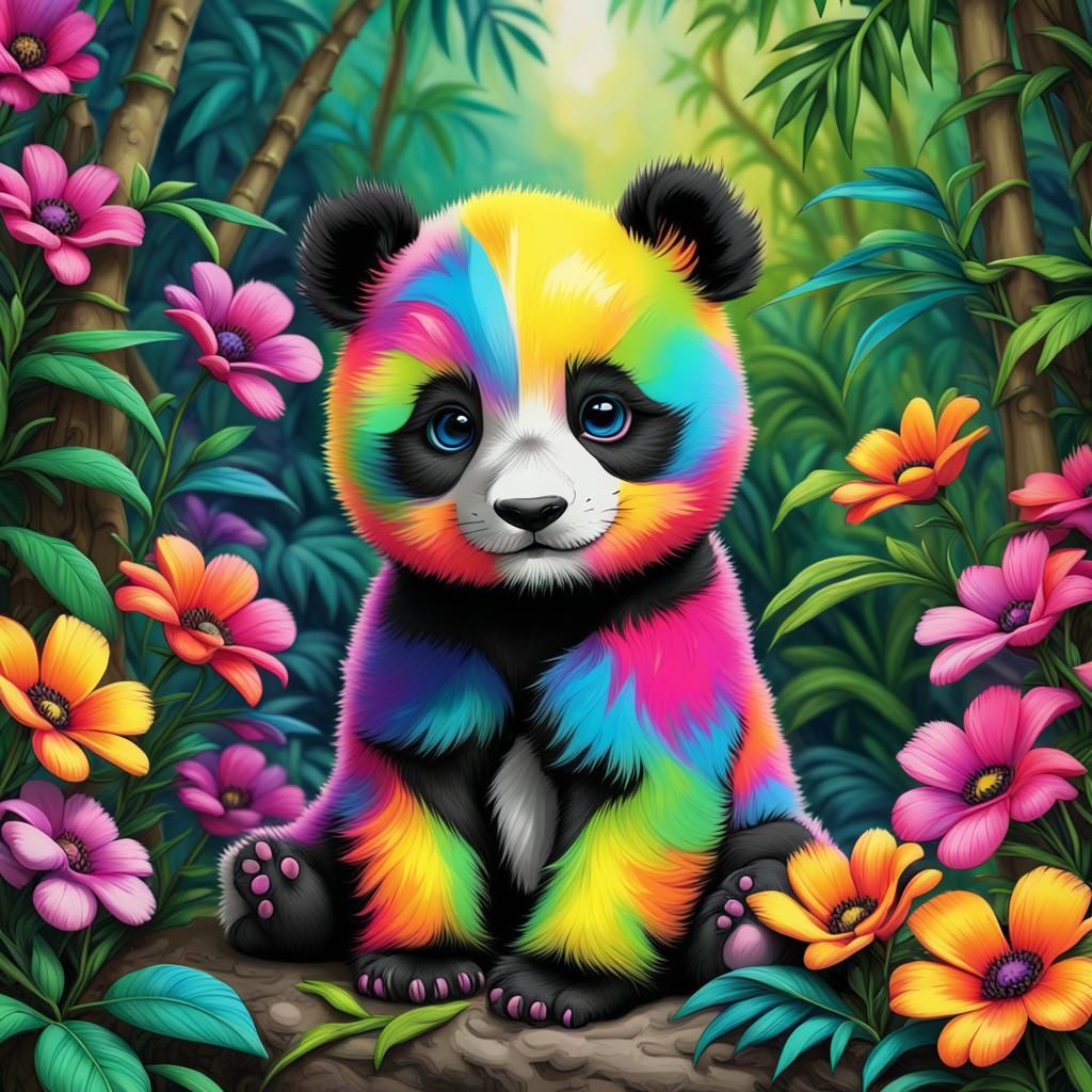 'Flower Jungle Babies Series': RAINBOW Panda ~ Inspired by t...