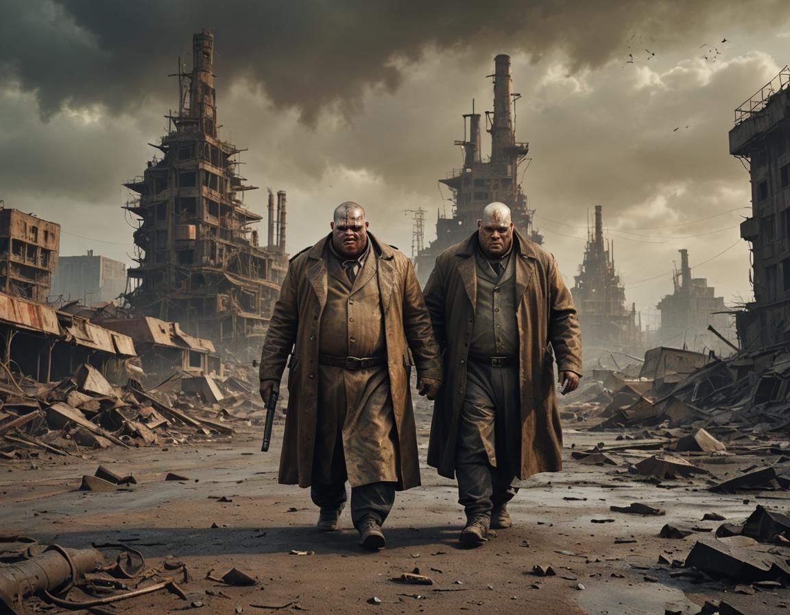 Post-Apocalyptic Two-Headed Brahmin in Nuclear Wasteland