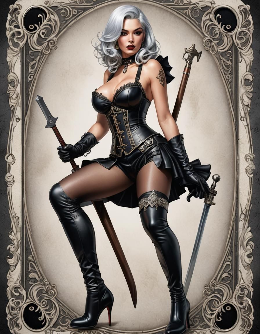 Ace of Spades Pinup Girl in Hyperrealistic Style