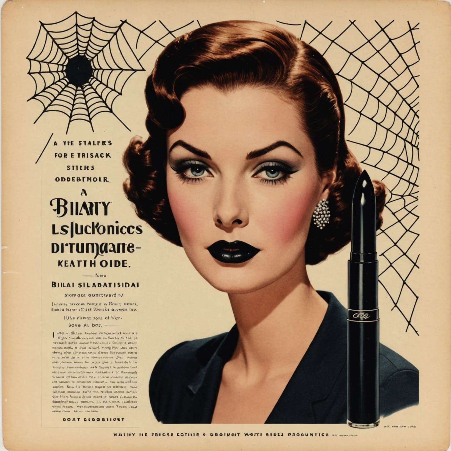 Glamorous Black Lipstick in Vintage Spiderweb Container
