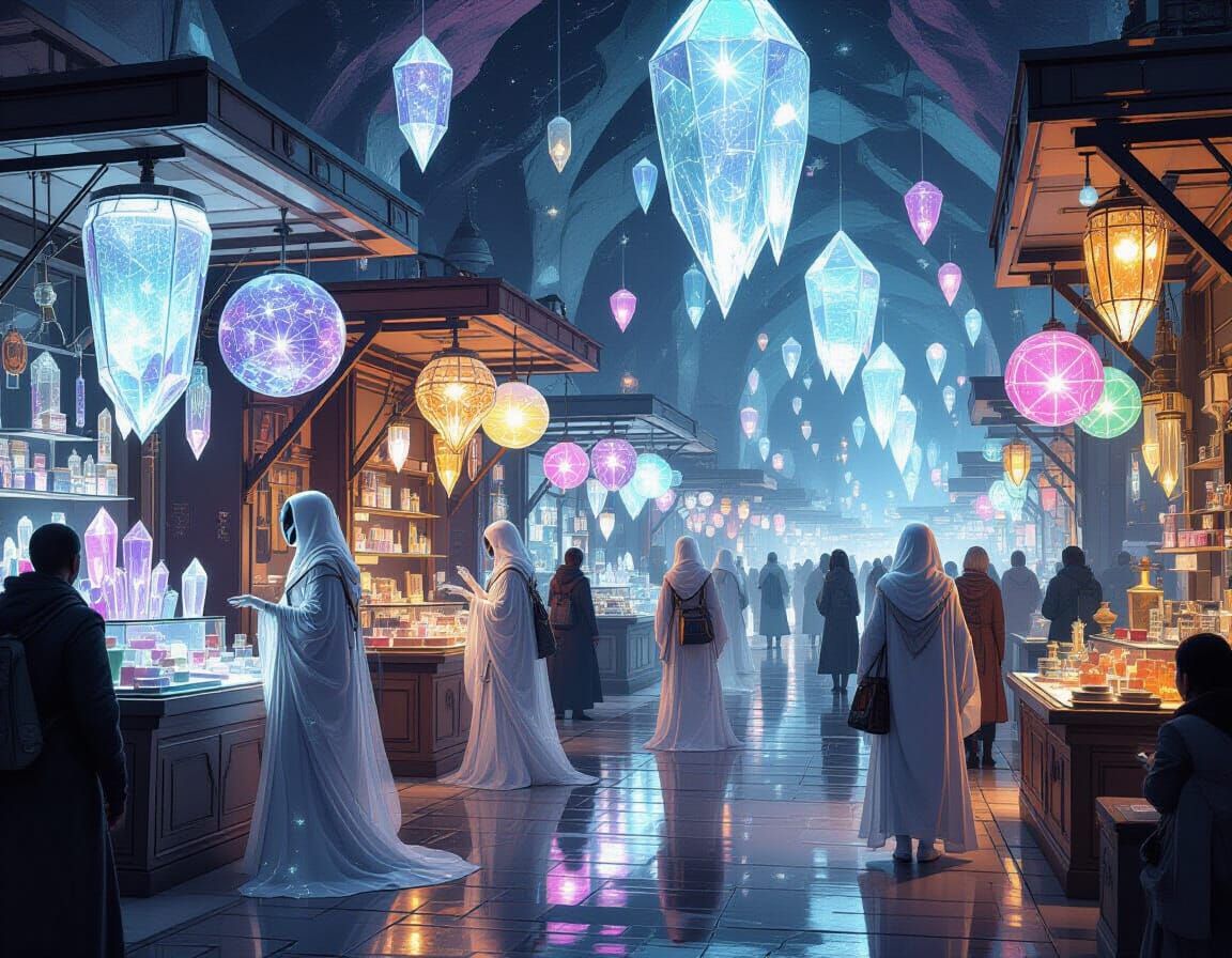 Ethereal Alien Marketplace in Space