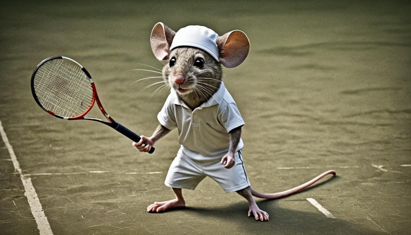 Mouse Tennis Player in Hyperrealistic Detail