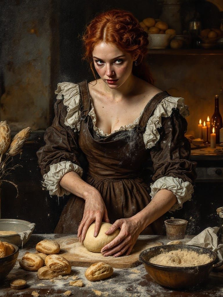 Redhead Baker in Warm Amber Light