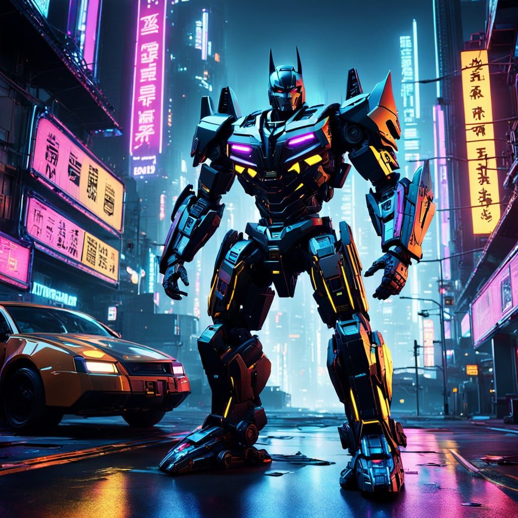 Transformer Batman in Neon Cybercity
