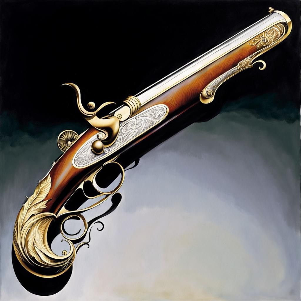 Intricate Flintlock Pistol with Golden Ratio Design