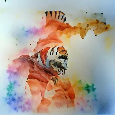 Vibrant Watercolor Painting of a Majestic Tiger