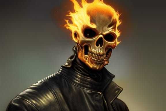 Ghost Rider on Motorcycle: Hyperdetailed Concept Art