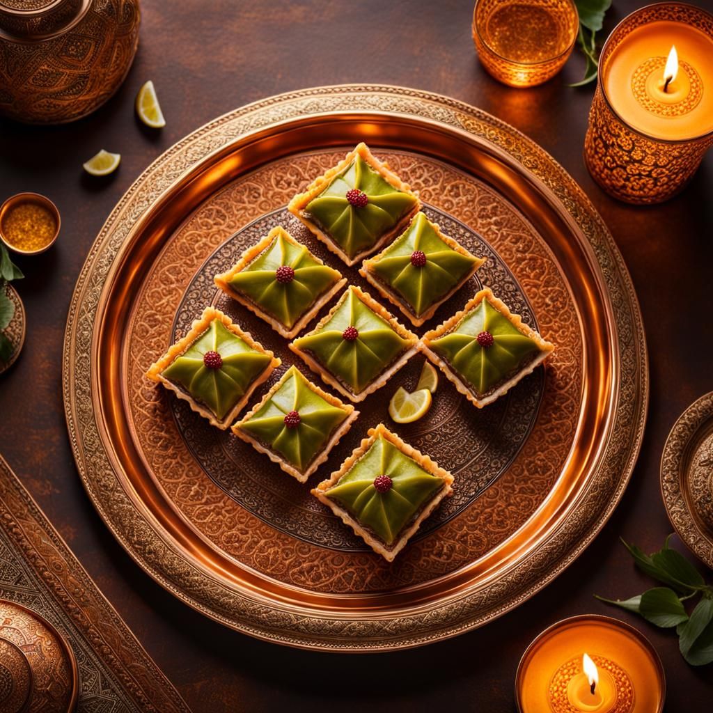Mouth-Watering Baklava in Moroccan Setting