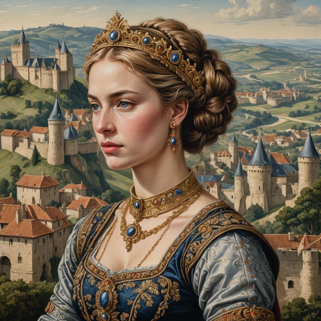 Queen Theudechilde Portrait in French Renaissance Style