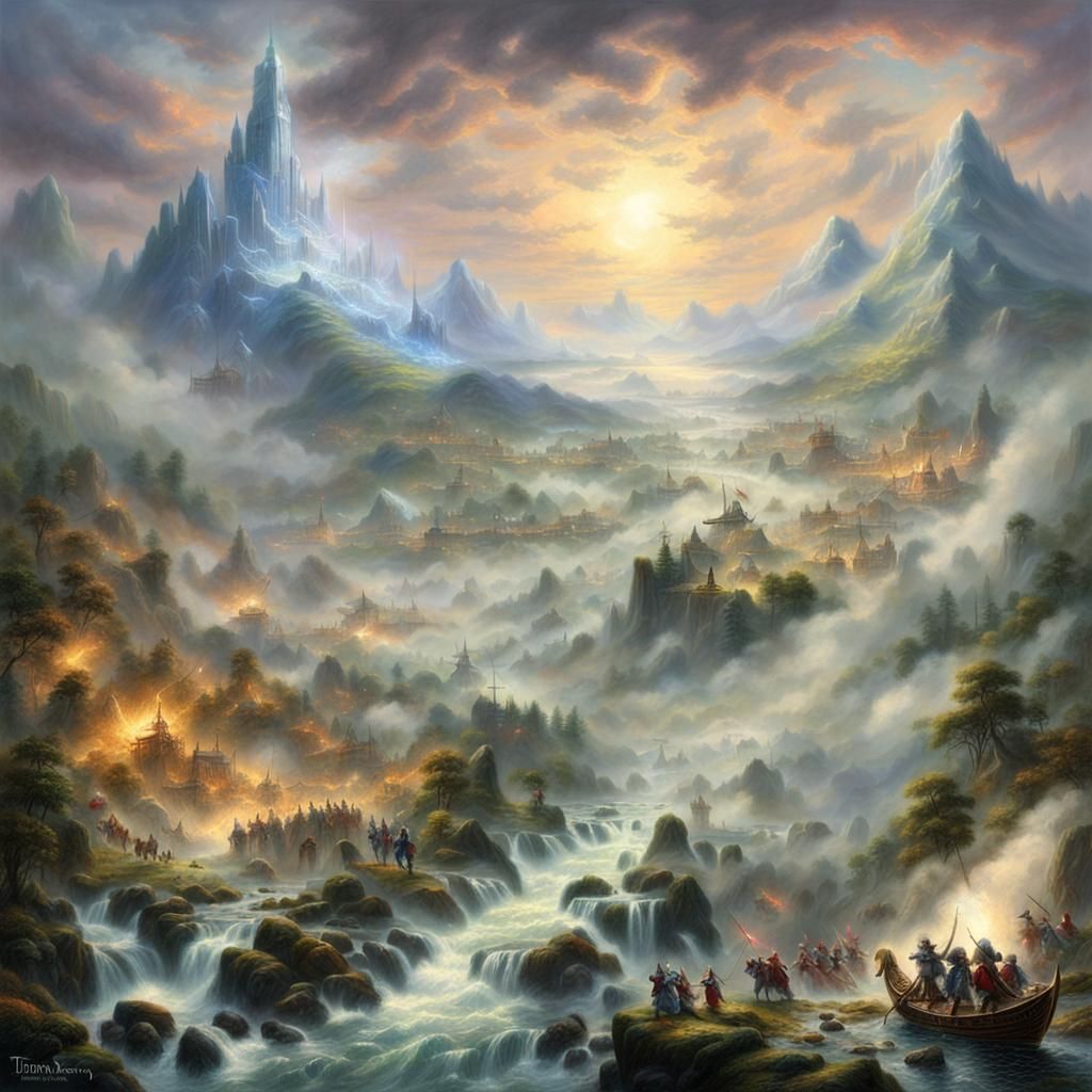 Epic Battle of Norse Gods in Ethereal Style