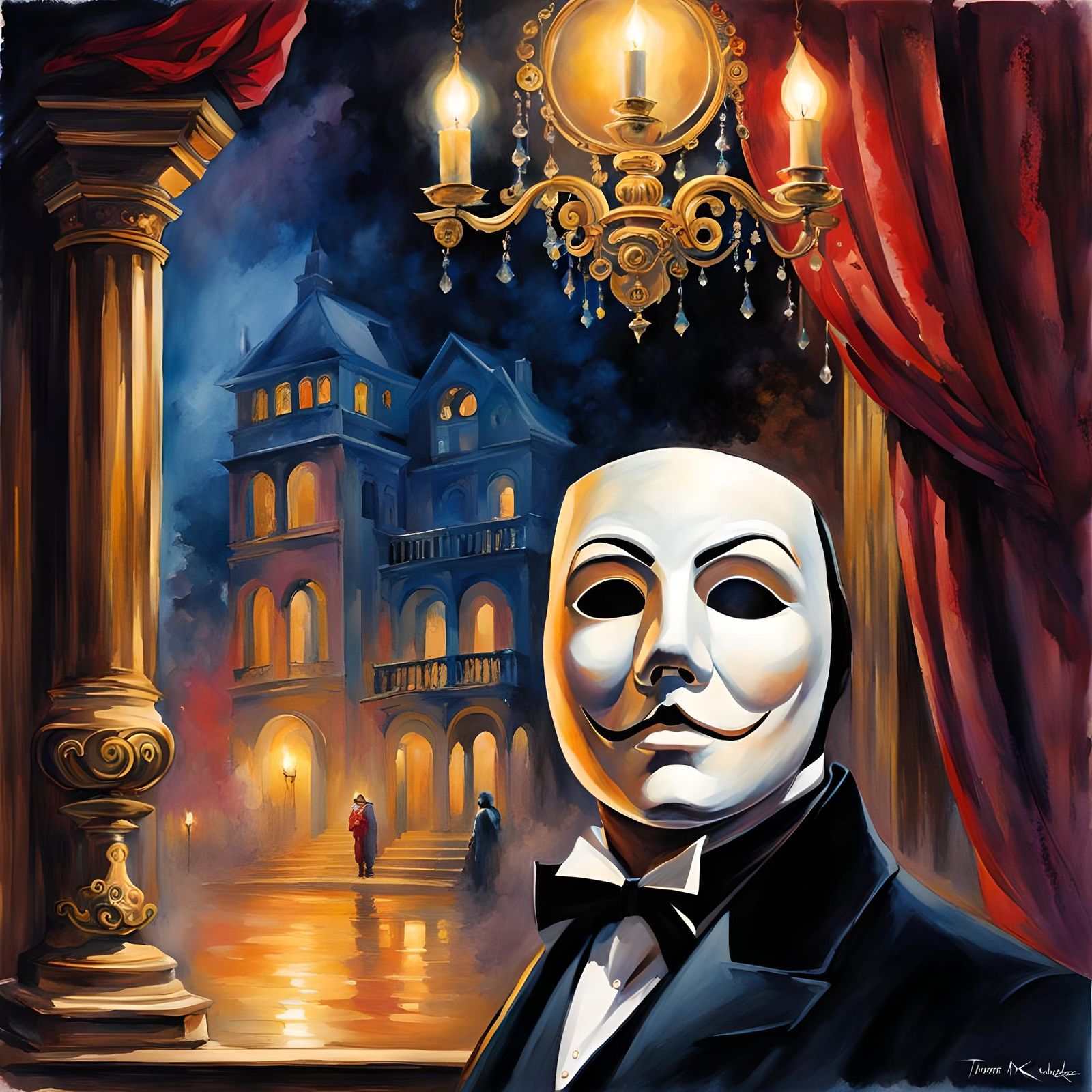 Phantom of the Opera: Artistic Watercolor Illustration