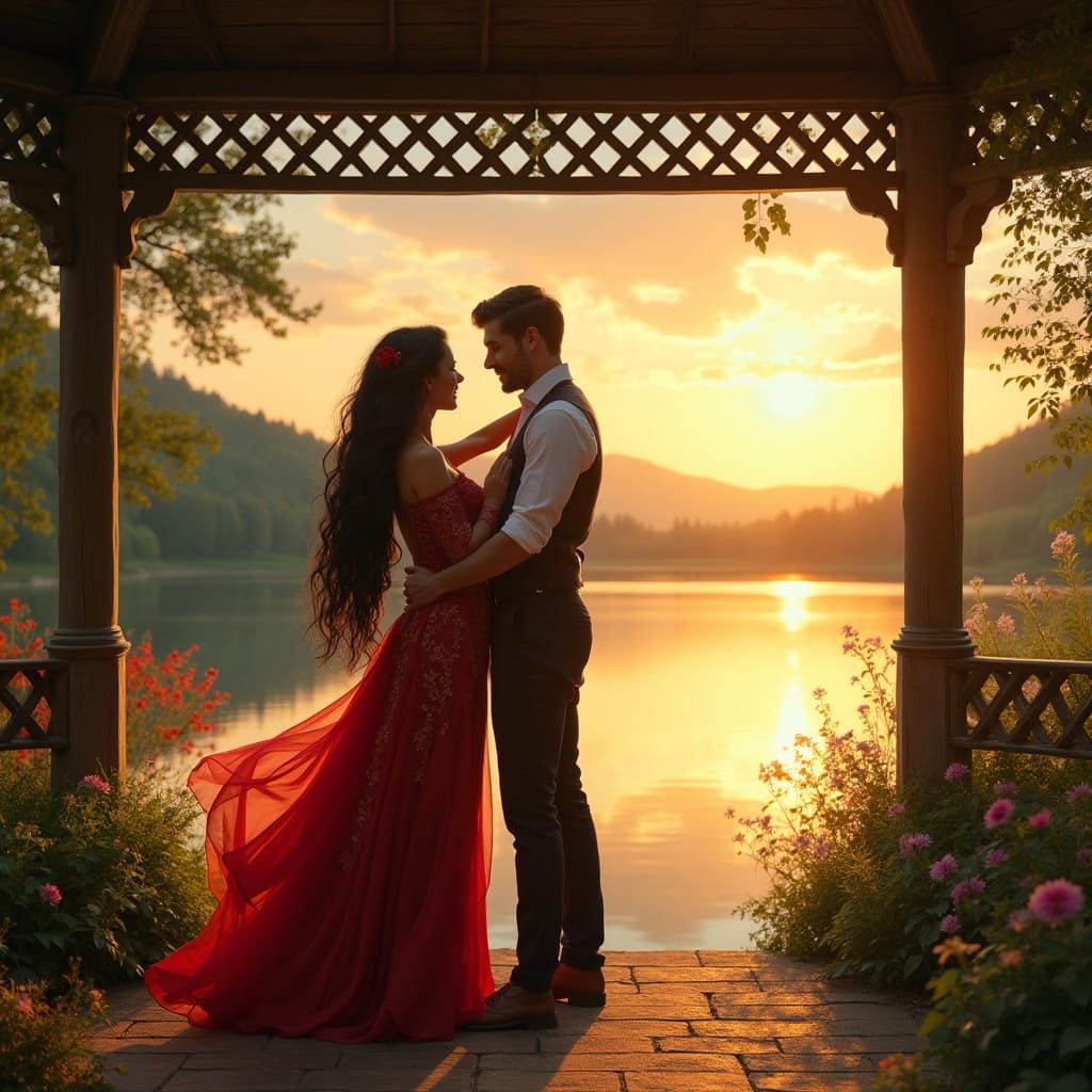 Romantic Lakeside Dance in Soft Focus