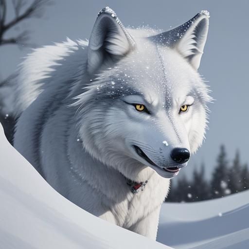 Majestic Snow Wolf in Winter Landscape