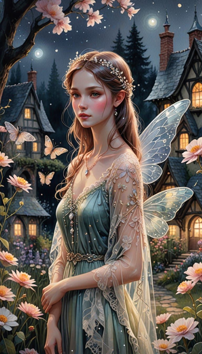 Whimsical Fairy in Watercolor Dreamscapes