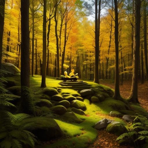 Meditating in Radiant Forest Light: Photorealistic Abstract ...