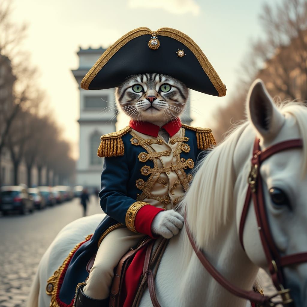 Napoleon Cat on Horse in Paris