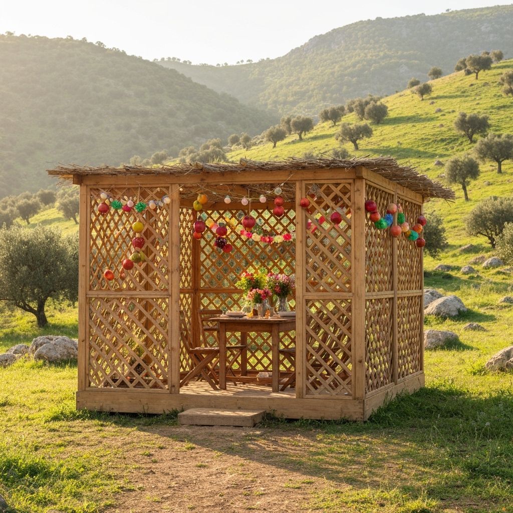 Festive Sukkah in Lush Hills, Impressionist Style