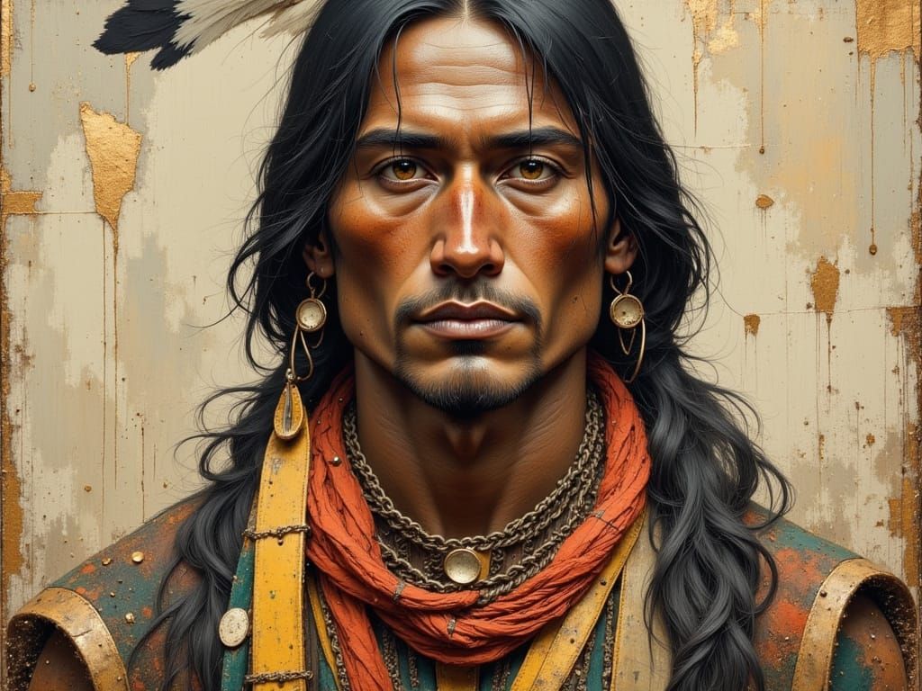 Lakota Sioux Warrior Portrait from 1850s