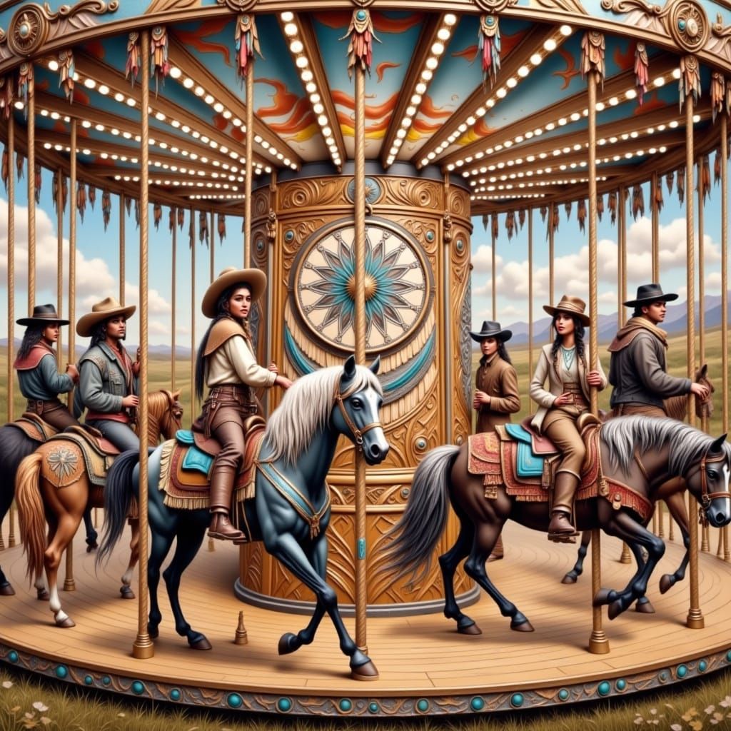 Native American Carousel with Prairie Ponies