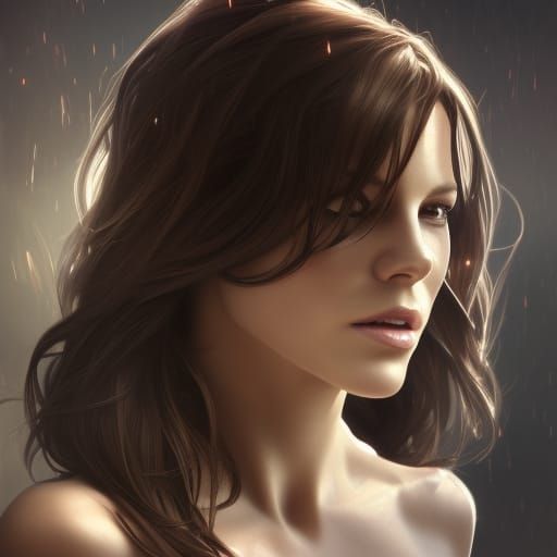 Kate Beckinsale Portrait in Hyperdetailed Style