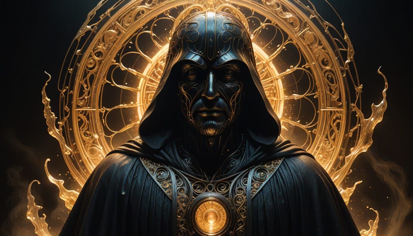 Surreal Idol in Chromatic Force Field Radiates Amber Hues