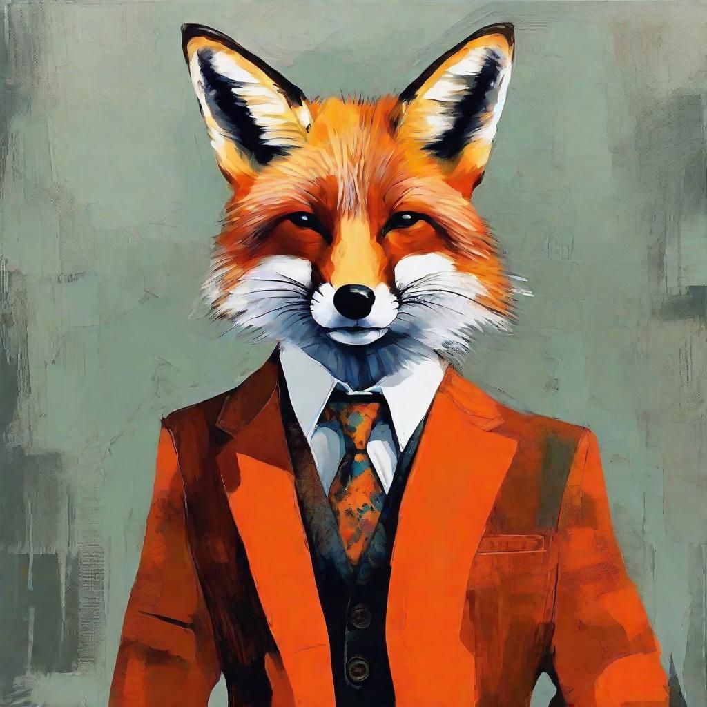Fox in Suit Abstract Art