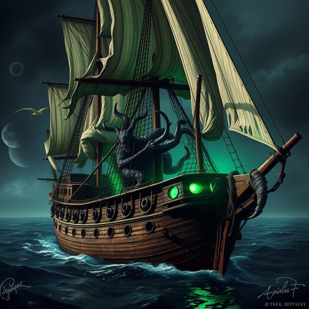 17th-Century Galleon Consumed by Dark Mystical Energy