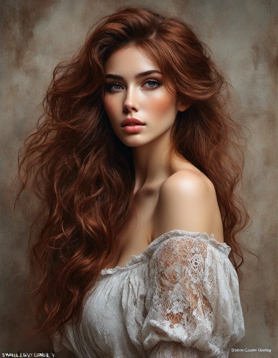 Detailed Portrait of Young Woman with Auburn Hair