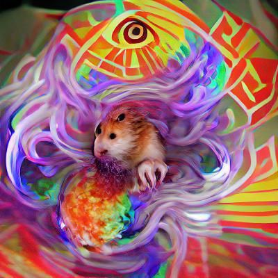 Psychedelic Eldritch Hamster God Illustration