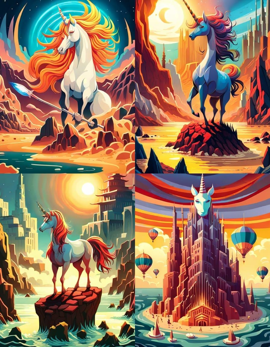 Rainbow Unicorn in Illustrative Digital Art Style