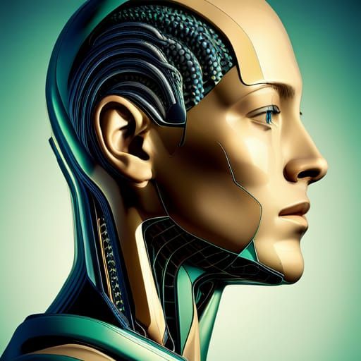 Android Robot Man in Cubist Photographic Portrait