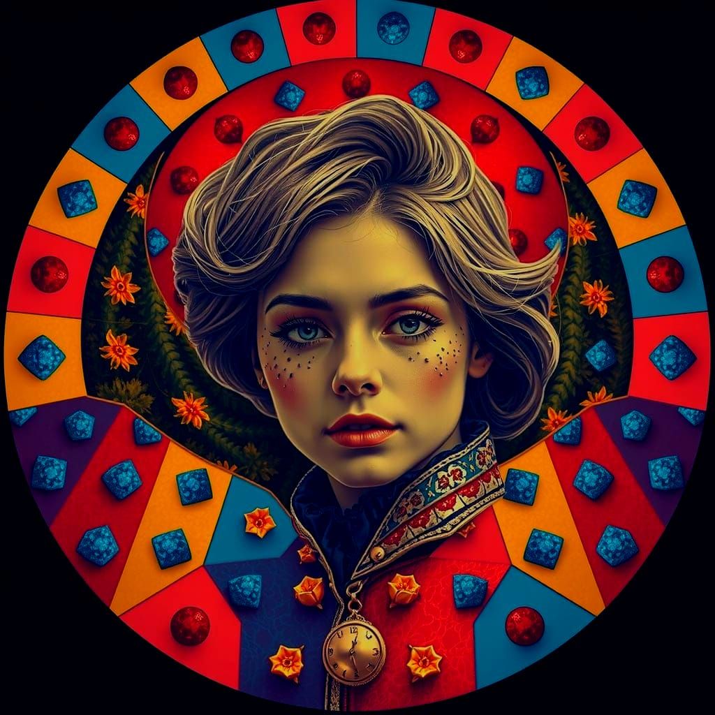 Vibrant Psychedelic Landscape with Flowers and Rocks