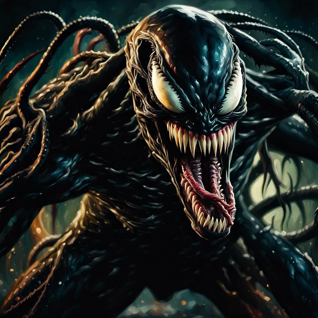 Nightmarish Venom Symbiote Oil Painting