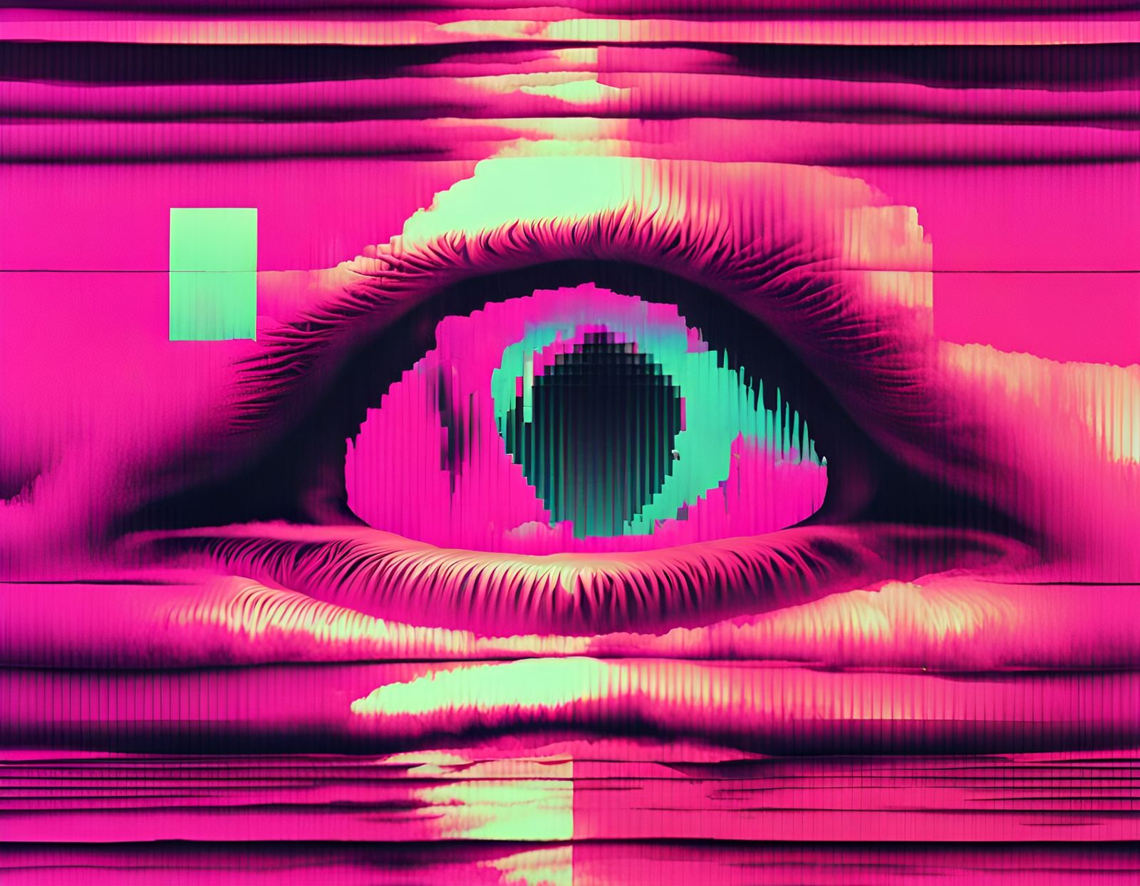 Distorted Retro Aesthetics in Glitch Art Style