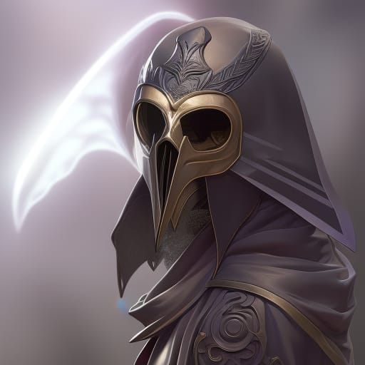 Winged Plague Doctor Portrait in Hyperdetailed Style