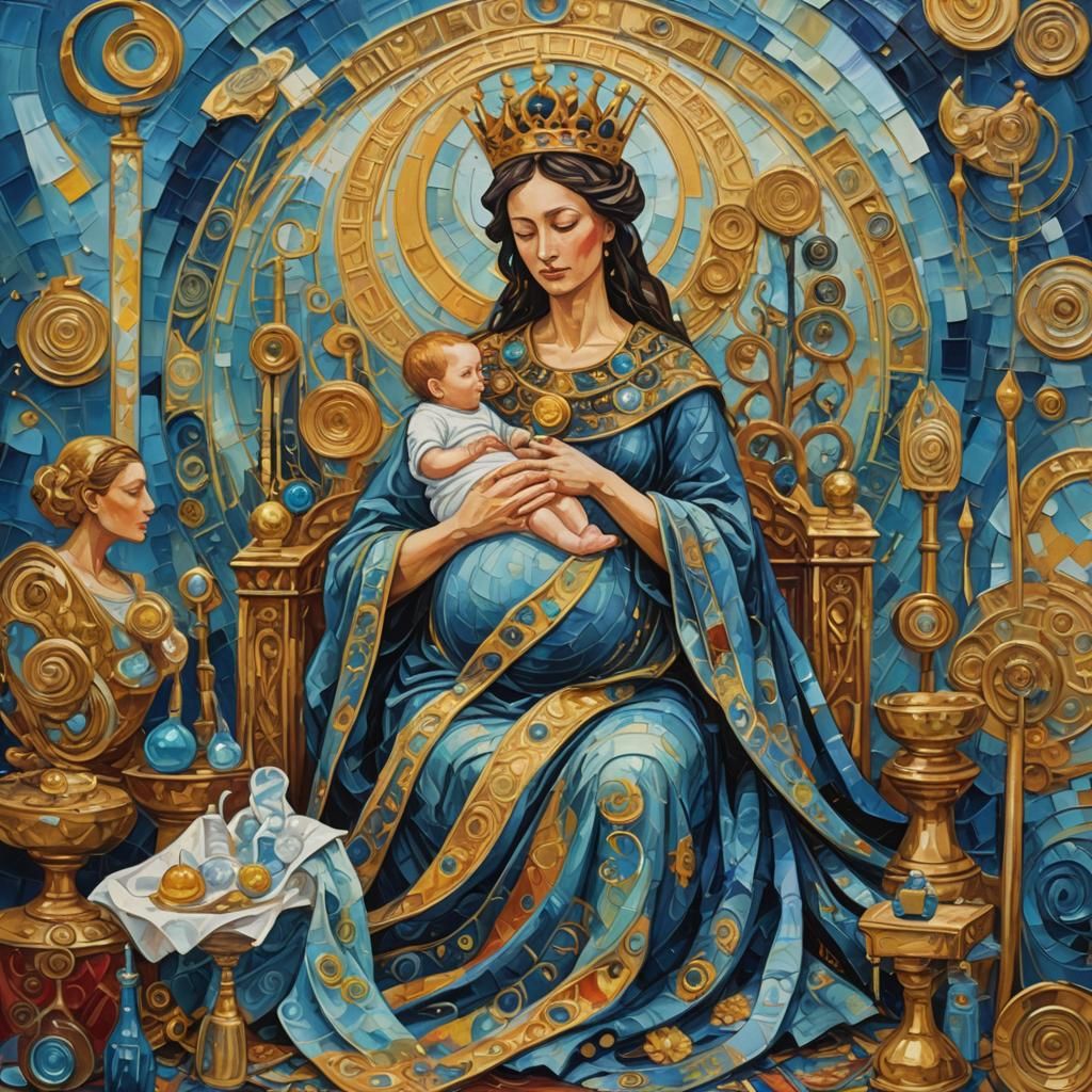 Empress Tarot Card: Pregnant Mother in Neo-Impressionism