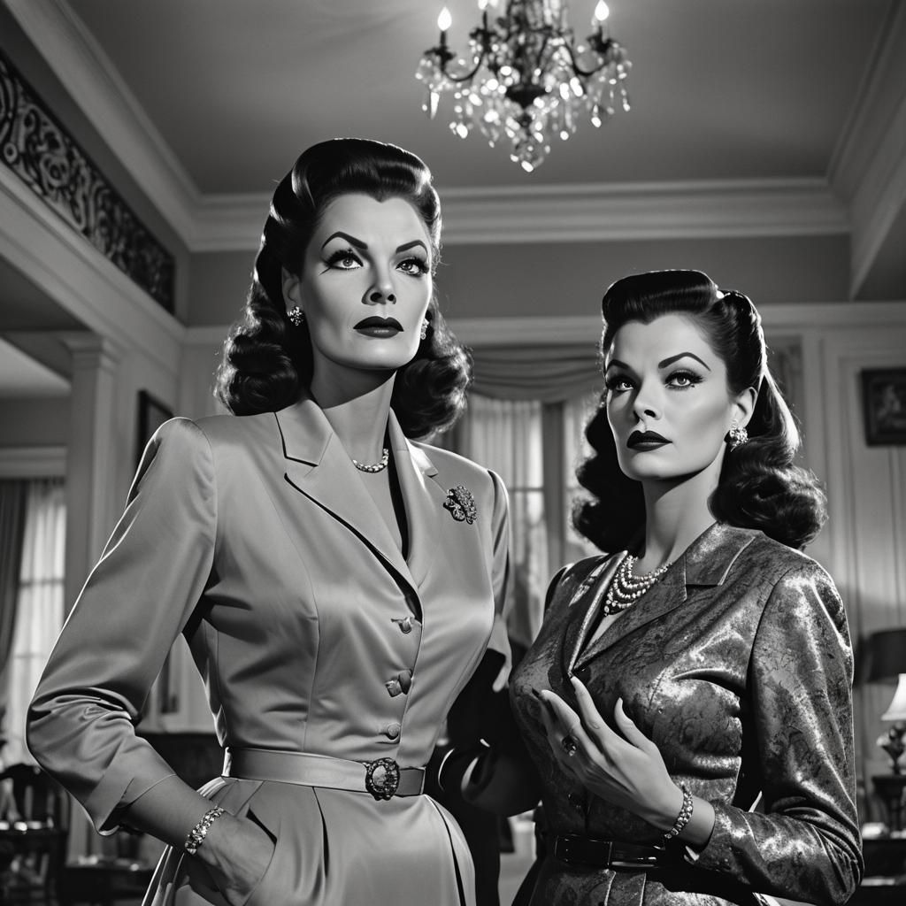 Film Noir Portrait of The Munsters in Hollywood Style