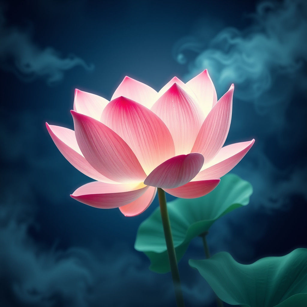 Glowing Chinese Lotus Flower in Dreamlike Style